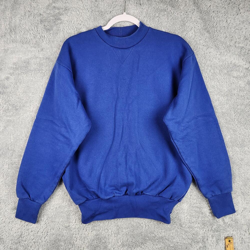 Vintage Champion Sweatshirt Mens Medium Blue Fleece Crewneck USA 80s 90s Blank